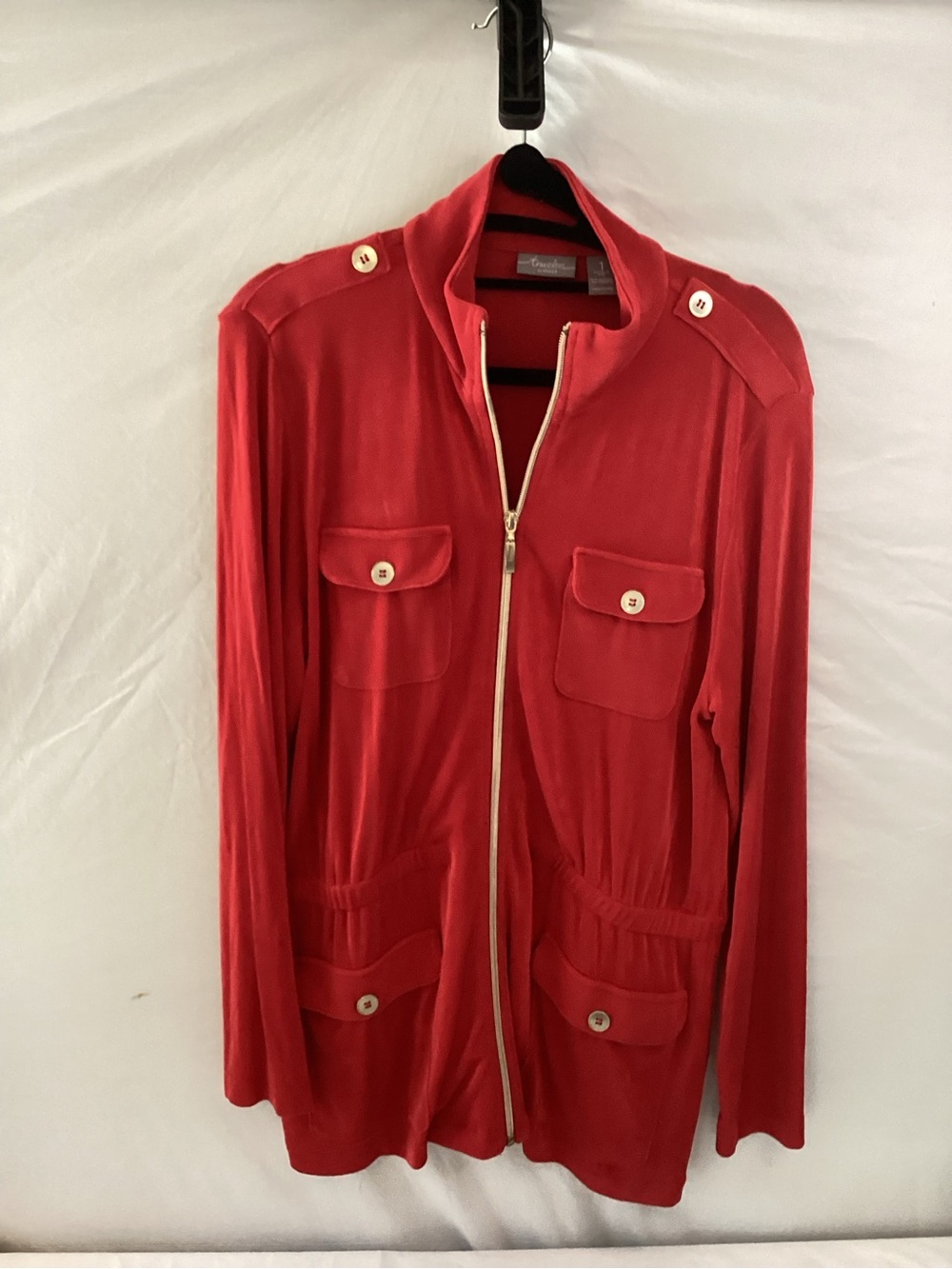 Traveler’s by Chico’s Women’s Elastic Waist Utility Jacket Size 1